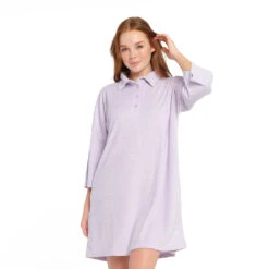 Womens Purple Heather Terry Dress