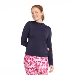 Womens Active Jersey Hoodie - Navy