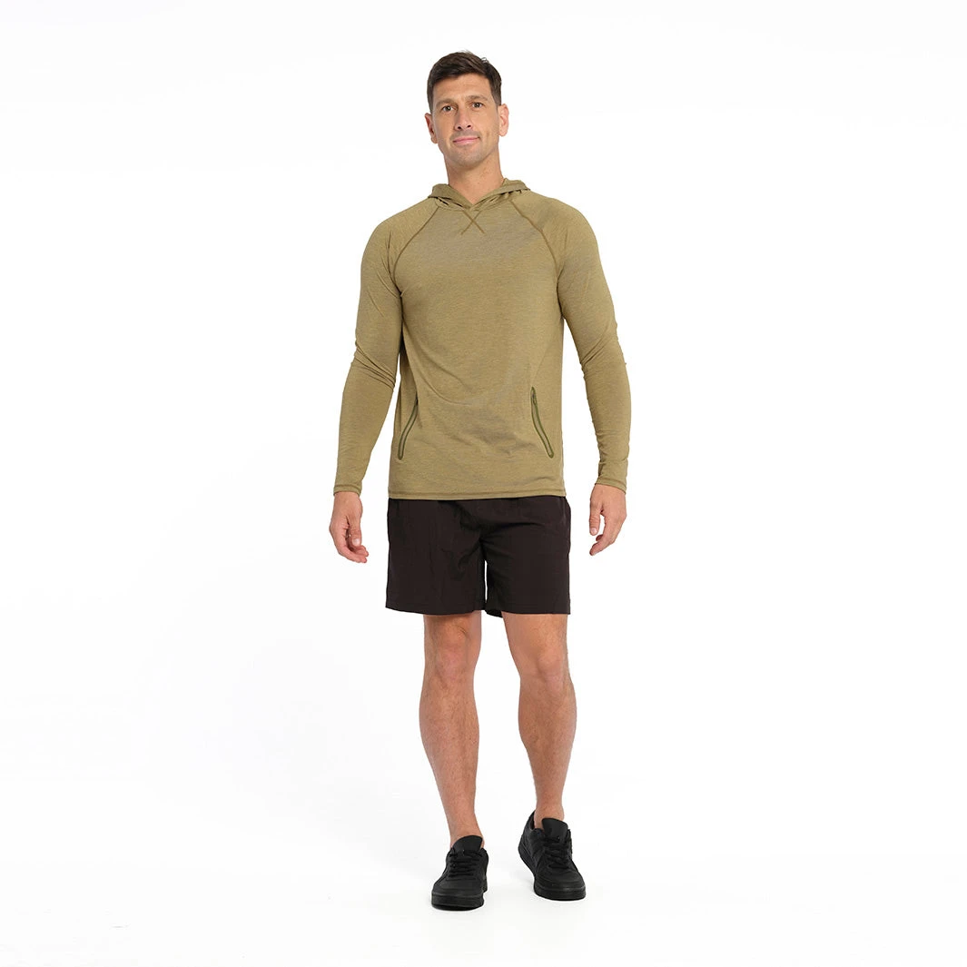 Mens Active Jersey Hoodie - Olive - Image 4