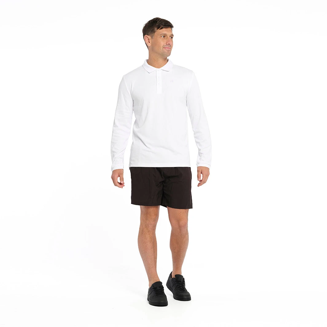 Mens Long Sleeve Polo - White - Image 3