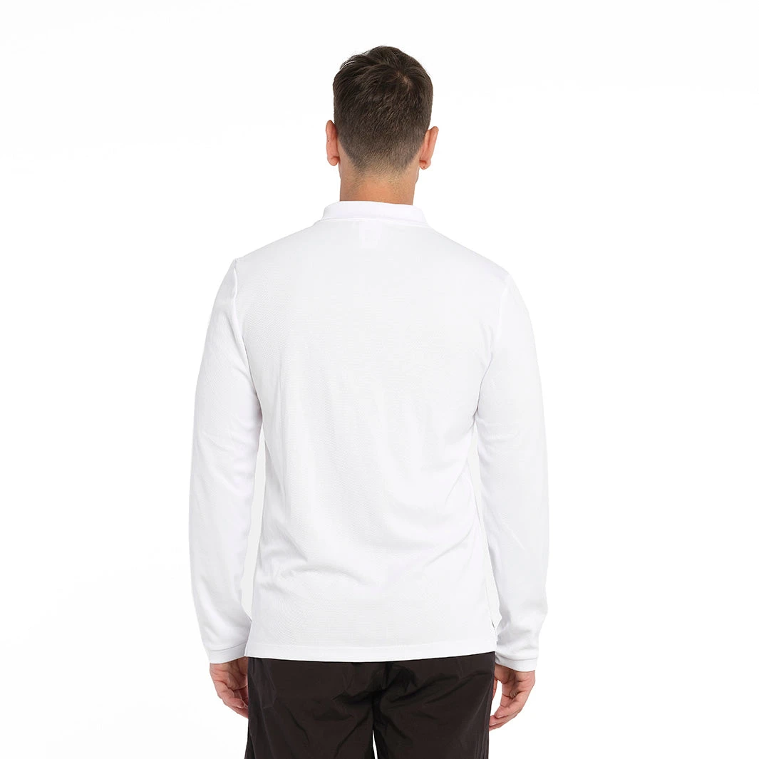 Mens Long Sleeve Polo - White - Image 4