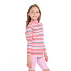 Kids Coral Stripe LS Rashie