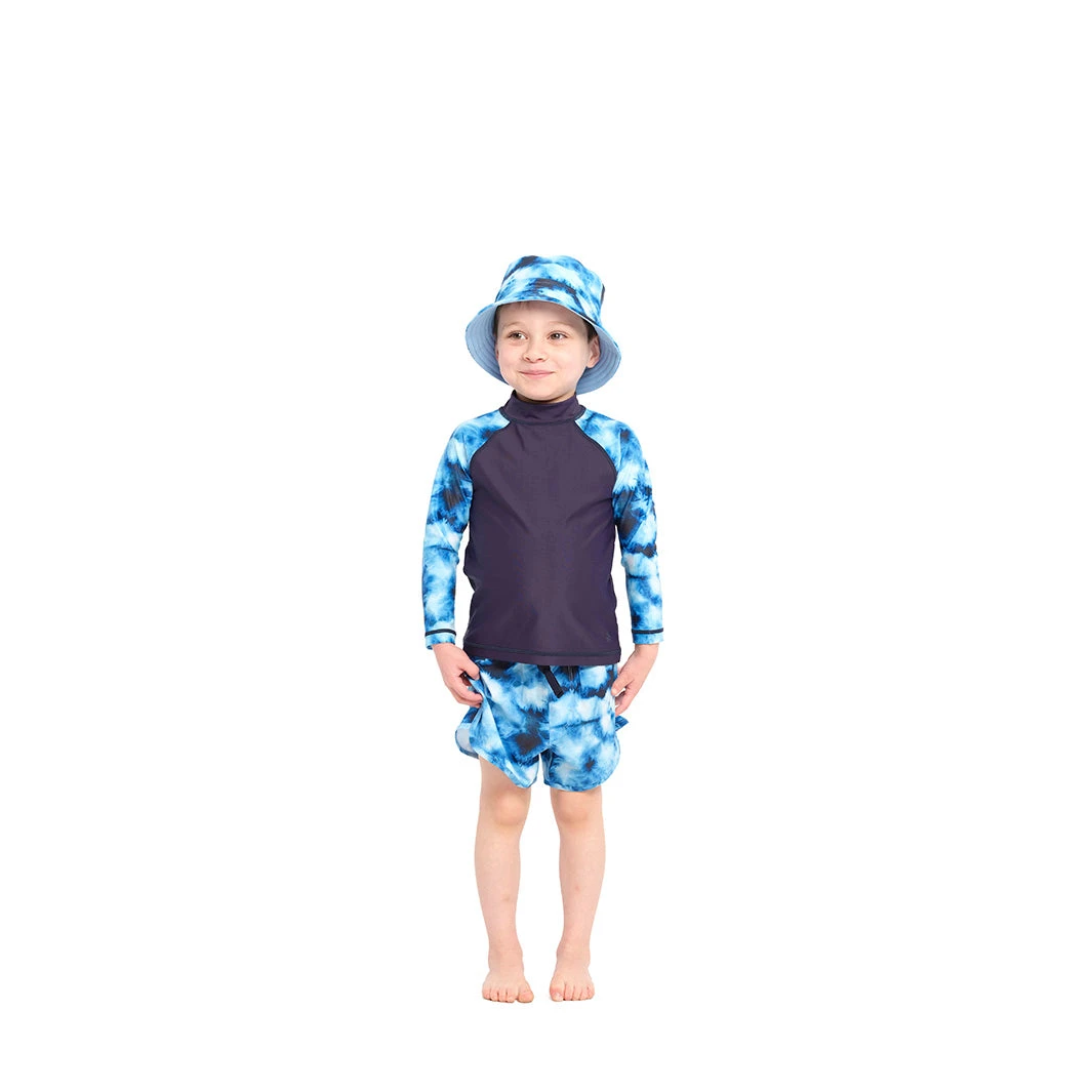 Infant Blue Tie Dye Bucket Swim Hat - Image 5