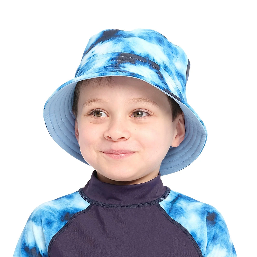 Infant Blue Tie Dye Bucket Swim Hat