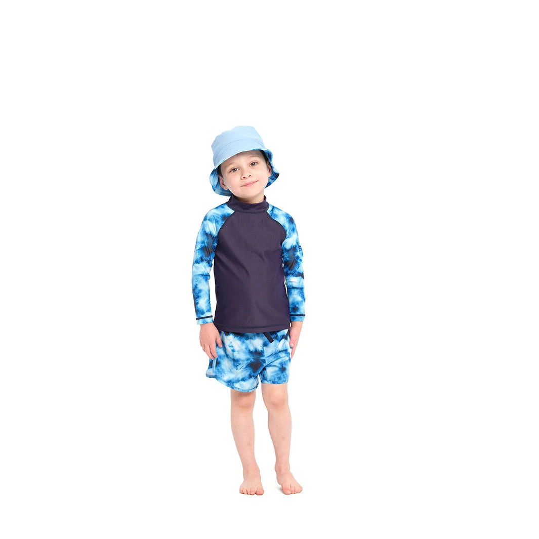 Infant Blue Tie Dye Bucket Swim Hat - Image 6