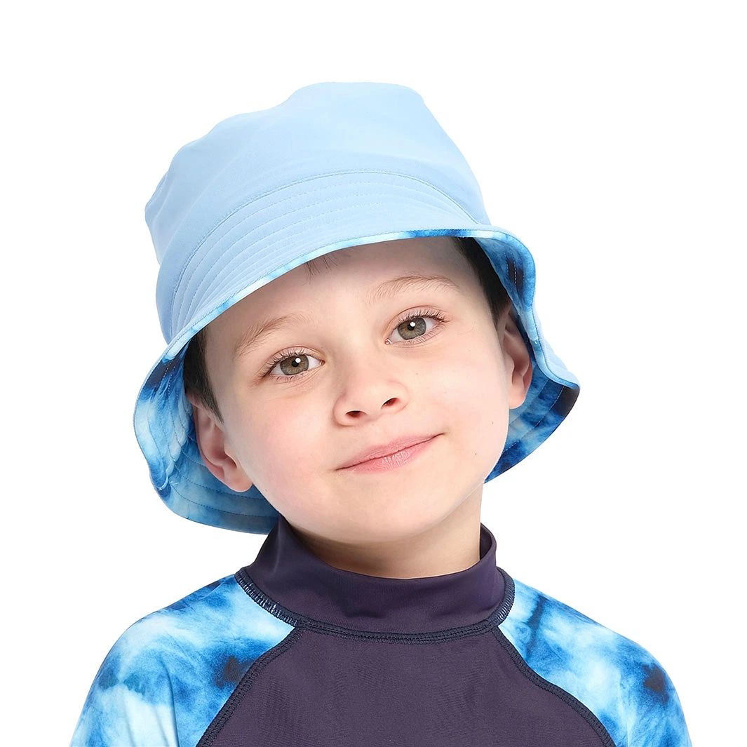 Infant Blue Tie Dye Bucket Swim Hat - Image 3