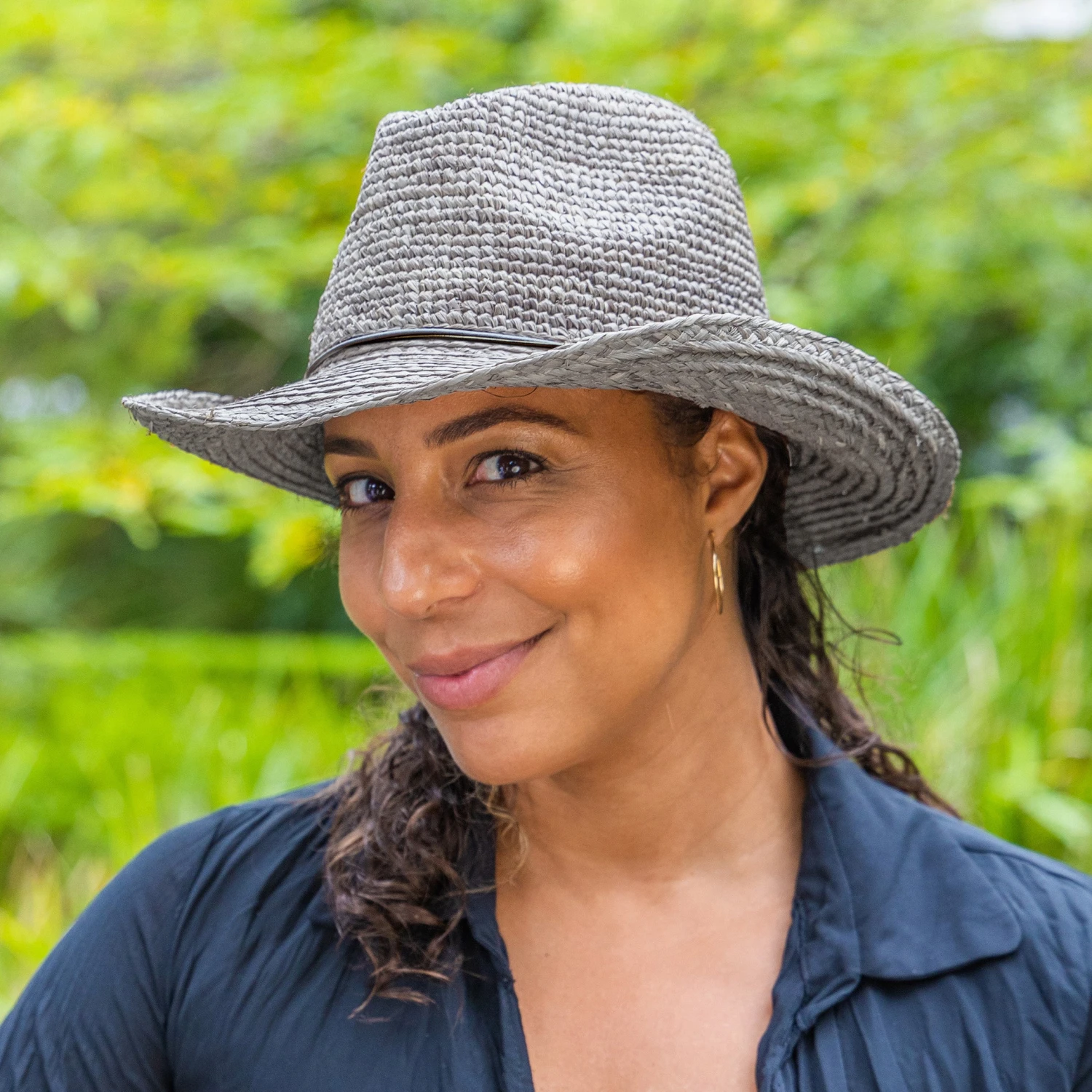 Bobbie Raffia Cowboy Hat - Blue - Image 2